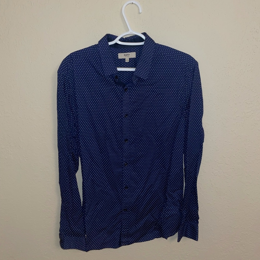 Navy Blue Long Sleeve Button Up